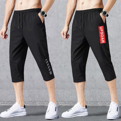 2025 Summer Men's Shorts Breathable Stretched Nylon Ice Silk 3/4 Short Capris Pants Sports Breeches Plus Size Casual Shorts Male