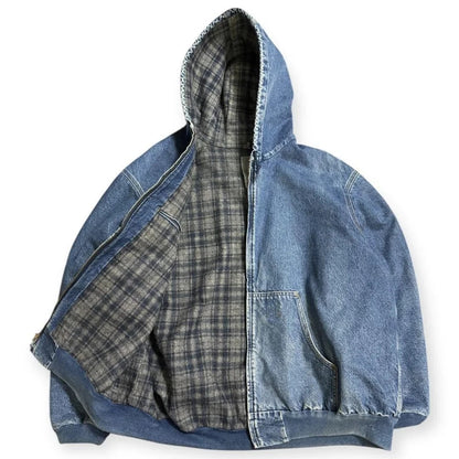 PROTECT Winter Mens Down Jacket Thicken Warm HoodIie Y2k Reversible Double Sided Zipper Coats Casual Fleece Padded Men Clothing