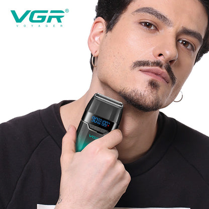 VGR Face Shaver 9000 RPM Foil Shaver LED Electric Shaver Professional Beard Trimmer Reciprocating Shaving Machine for Men V-308