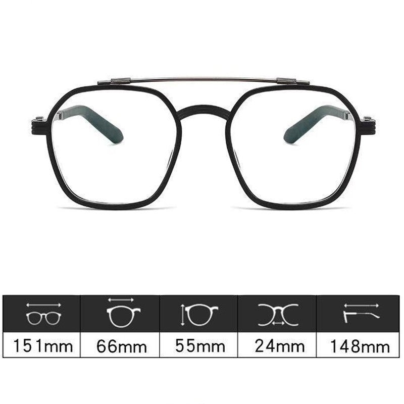 Óculos de Miopia Superdimensionados Armação Fosca Feixe Duplo Quadrado Bloqueador de Luz Azul Masculino Feminino Óculos para Computador Dioptria -0.5 a -6.0