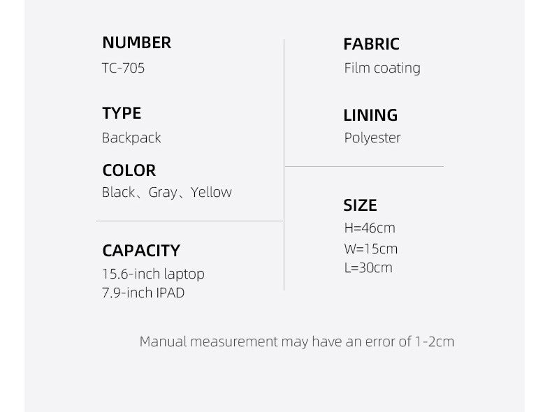 Mochila Masculina para Notebook 15,6" Tangcool - Grande Capacidade, Multifuncional, Fecho Rolê, Leve, para Viagem, Impermeável, Escolar