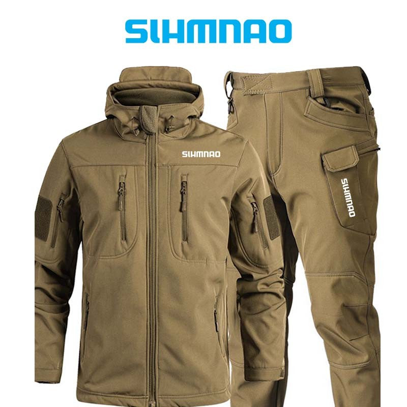 Conjunto de Jaqueta Tática Corta-vento, Impermeável e à Prova de Frio para Inverno 2025, Conjunto de Pesca, Jaqueta Grossa de Algodão Quente, Conjunto de Montanhismo