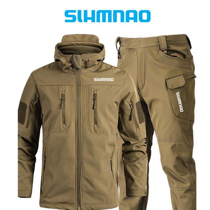 Conjunto de Jaqueta Tática Corta-vento, Impermeável e à Prova de Frio para Inverno 2025, Conjunto de Pesca, Jaqueta Grossa de Algodão Quente, Conjunto de Montanhismo
