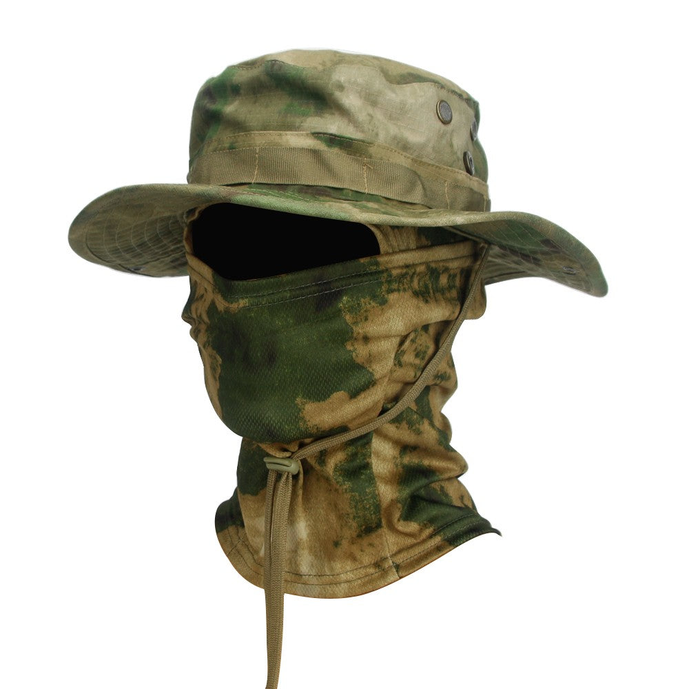 Conjunto 2 Peças Balaclava Chapéu de Aba Larga Conjunto Misto Chapéu Boonie Masculino Proteção Solar Caminhada Acampamento Pesca Chapéu de Sol Pescador