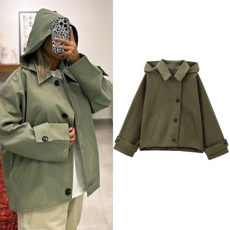 HXAO Green Warm Winter Hooded Jackets Women's 2024 Autumn Outdoor Oversized Bomber Jacket Coats Demi-Season Windbreak Outerwears