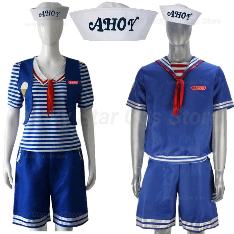 2026 new Men&Womens Robin/Steve Scoops Ahoy Costume Cosplay Uniforms Navy Halloween Costume Uniform Fancy Dress