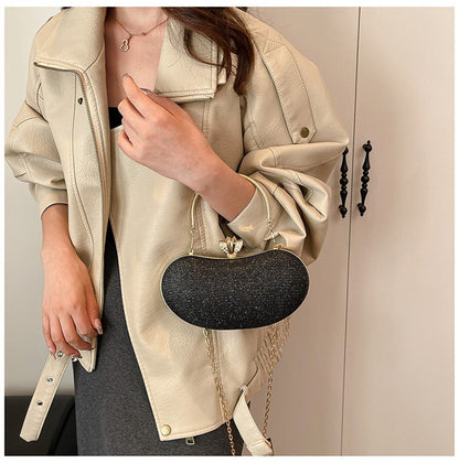 Luxury Shiny Evening Bag for Women Elegant Diamonds Buckle Exquisite Metal Handel Chain Clutch Bag Sparking Sequined Party Bags