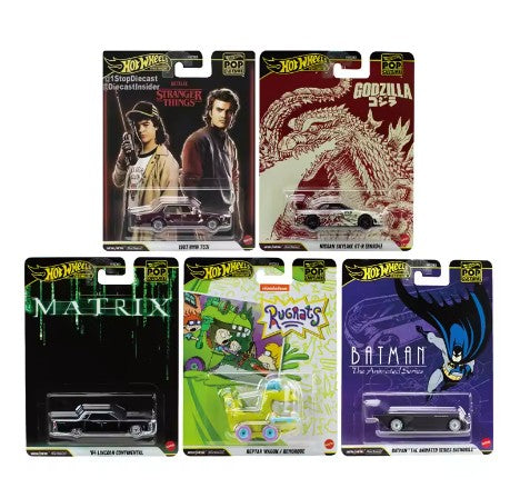 Coleção Hot Wheels HXD63 Pop Culture Original Séries Stranger Things Godzilla Batman Jaws Matrix Carros de Coleção Presentes