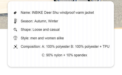 INBIKE Men's Winter Cycling Bike Jackets Windproof Softshell Thermal Bicycle Clothing for Men Warm Fleece Road Bike Windbreaker