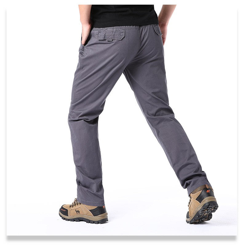 Calças Casuais Masculinas, Calça Cargo de Algodão para Primavera e Outono, Calça Esportiva Grande Plus Size, Calça Reta Solta Masculina com Cintura Elástica