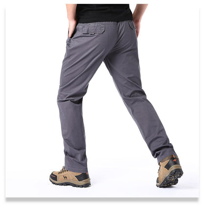 Calças Casuais Masculinas, Calça Cargo de Algodão para Primavera e Outono, Calça Esportiva Grande Plus Size, Calça Reta Solta Masculina com Cintura Elástica