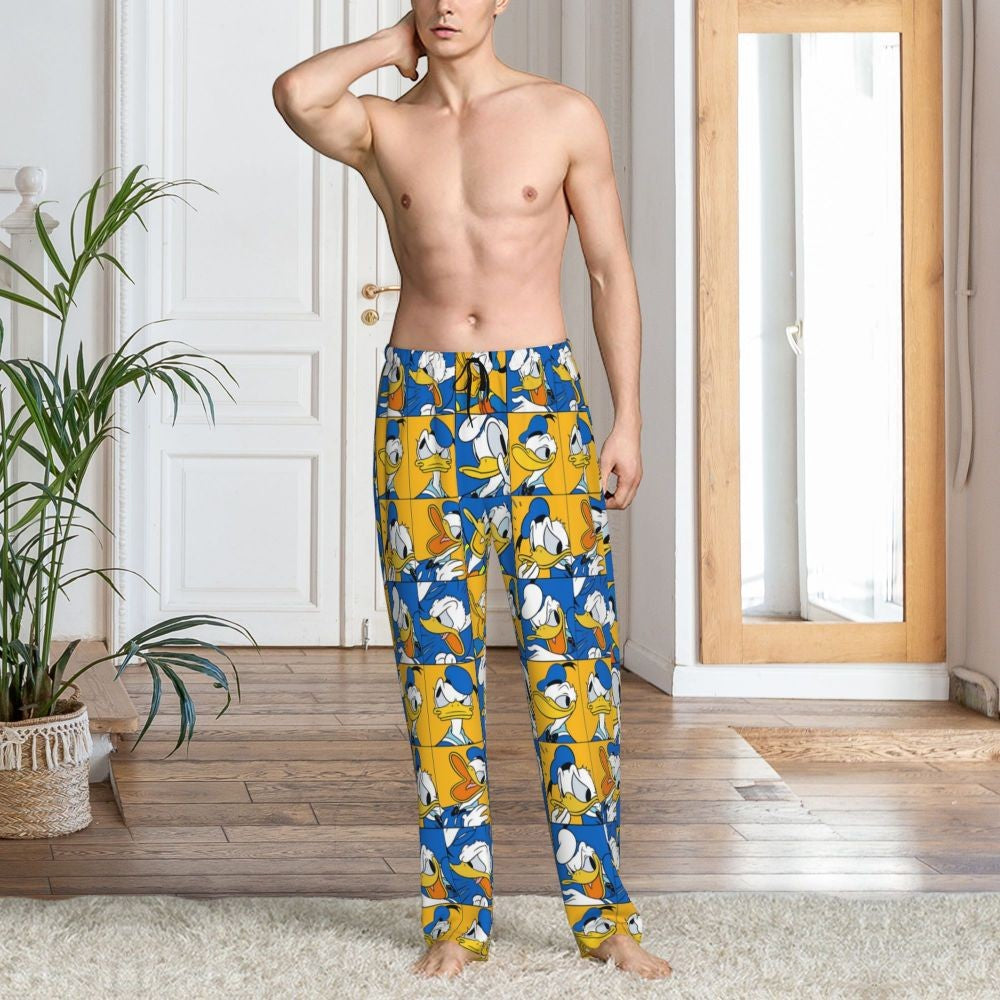 Custom Print Mickey Mouse Donald Duck Pajama Pants Men Sleep Sleepwear Bottoms with Pockets