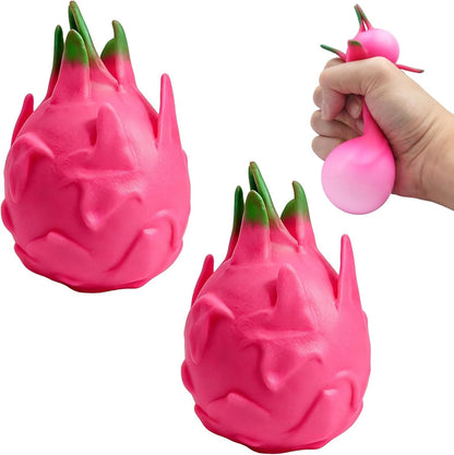 1/2/3Pcs Dragon Fruit Squish Ball Squeeze Stress Reliever Fidget Sensory Toy Simulation Fruit Food,Squeeze Balls For Party Gifts