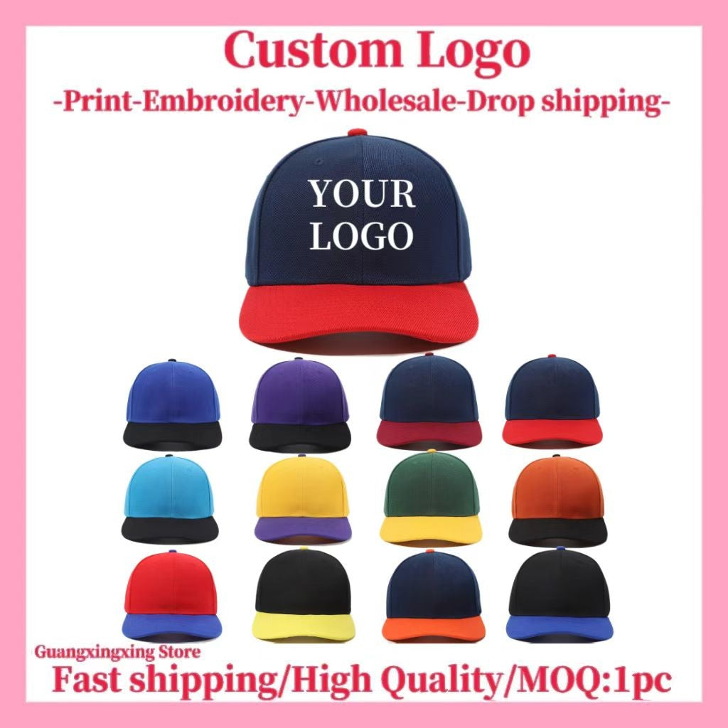 Customized logo baseball cap with the same design for men and women DIY picture printing custom 3D embroidery hat wholesale