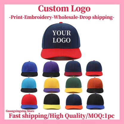 Customized logo baseball cap with the same design for men and women DIY picture printing custom 3D embroidery hat wholesale