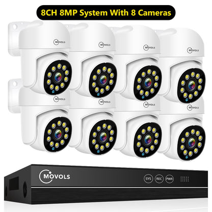 Movols 4K XMEYE POE Surveillance System 8MP 4MP Two Way Audio PTZ CCTV POE AI Security Camera 8CH P2P NVR Video Surveillance Kit