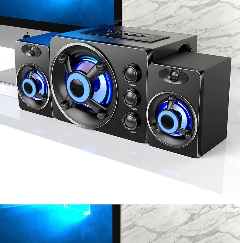 HIFI 3D Stereo Speakers Colorful LED Heavy Light AUX USB Wired Wireless Bluetooth Audio Home Theater Surround Sound Bar TV