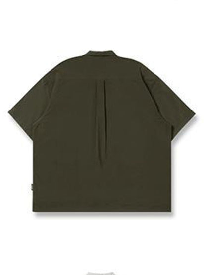 Gmiixder Multi Pocket Lapel Shirt Loose Workwear Short Sleeve Button Blouse Men Women Vintage CityBoy Japan Premium Cargo Shirt