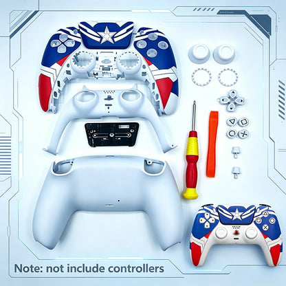 For PS5 Controller Shell, Mecha Style Custom Faceplate Cover with Touchpad Replacement for BDM-10/020/030/040/050