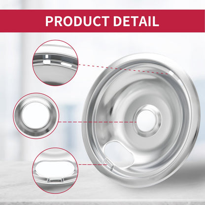 W10196405 W10196406 Stove Burner Drip Pans for Electric Stove Top-Compatible with Whirlpool Electric Range-Thickening to Prevent