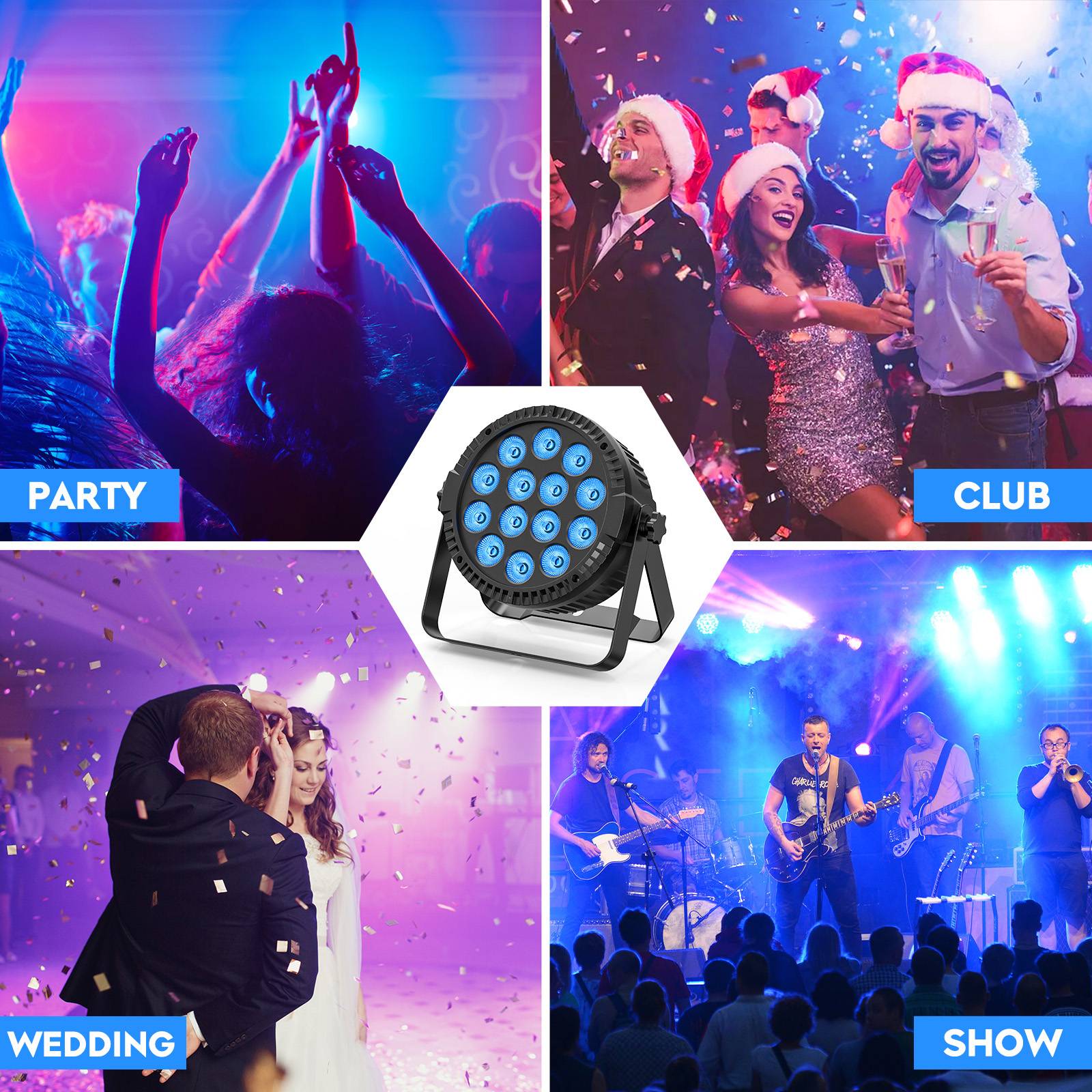 U'King 4PCS 80W Par Light 4in1 RGBW 14 LED Stage Effect Light DMX512 Remote Control Flat Light for KTV DJ Disco Bar Stage Light