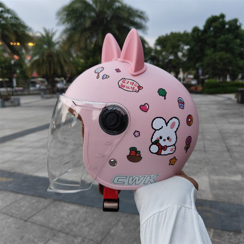 Capacete de segurança infantil de 1 a 8 anos para outono e inverno, à prova de vento e quente, meio capacete com algodão espesso e antiembaçamento