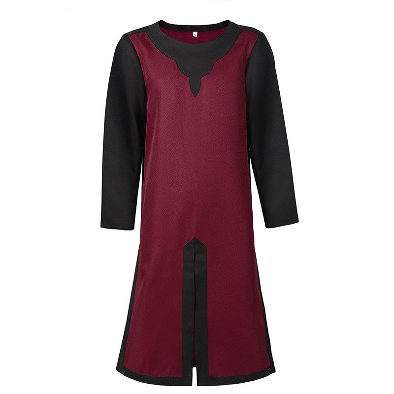 2025 Euro-Usa Fashion Halloween Steampunk Vintage Costume for Men & Women,Unisex Medieval Split Patchwork Robe Jacket with Belt