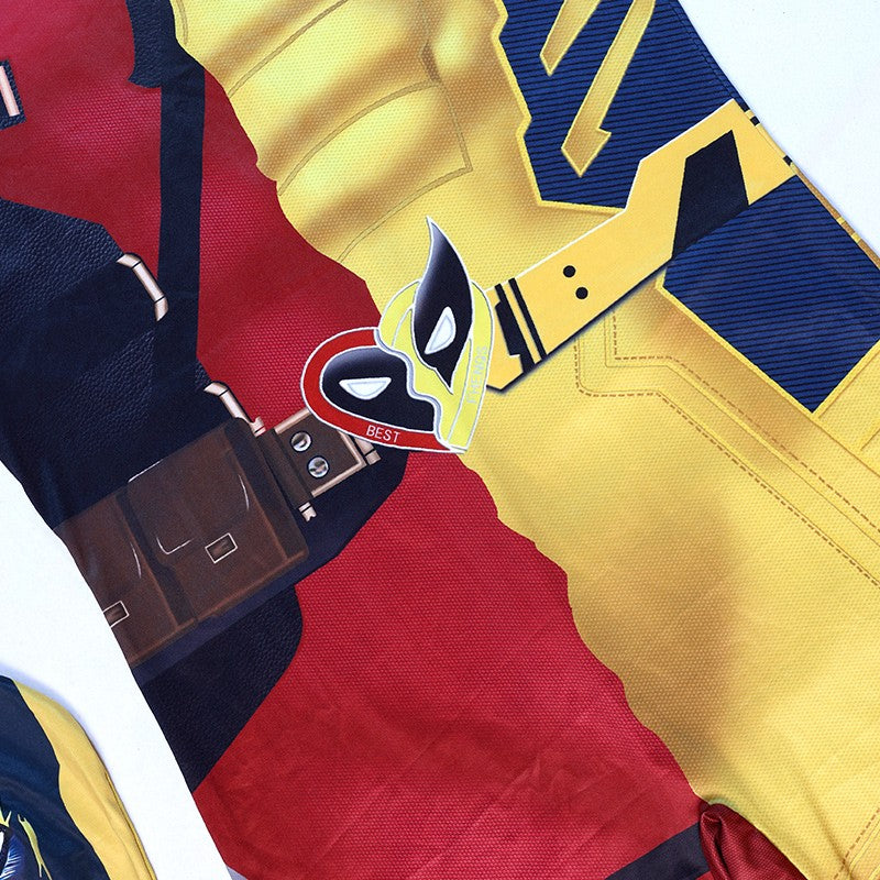 Deadpool vs Wolverine Boys Superhero Cosplay Spandex Suits with Accessories Swords Claws Children Birthday Gift Toy Role Play