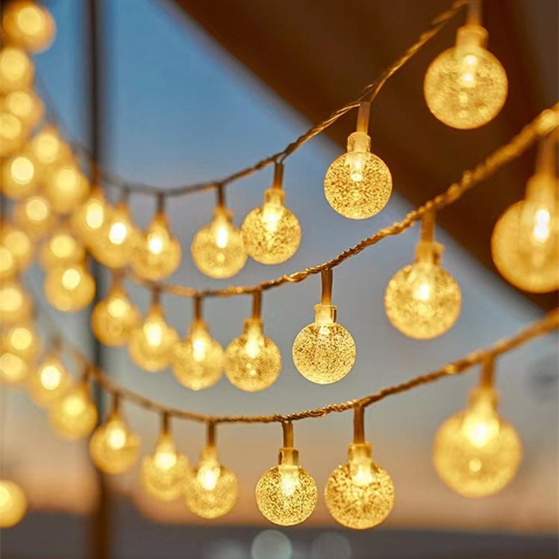 LED Crystal Ball String Lights Battery Power Romantic Bubble Ball Light String Indoor Garden Party Christmas Festival Decoration