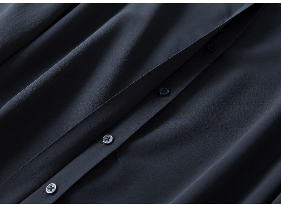 2025 Spring New Women's Silk Shirt Women's Long Sleeve 100% Mulberry Silk Blouse 16 MM White-collar OL Style Shirts For Women