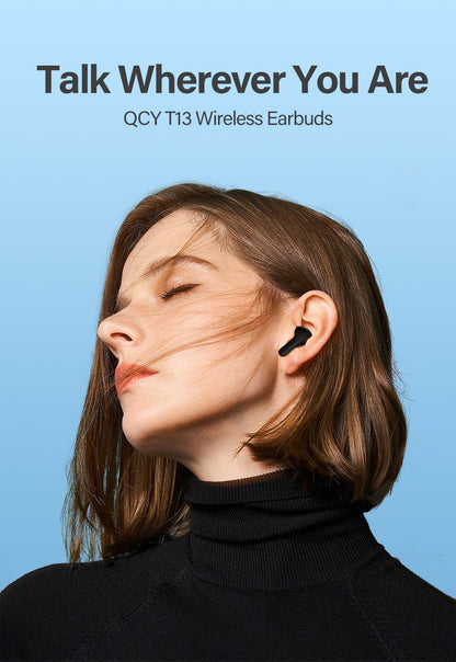 QCY T13 Wireless Smart Headphone BT5.1 TWS Earphone 4 Mic ENC HD Call Headset Touch Control Earbuds Long Standby 40H