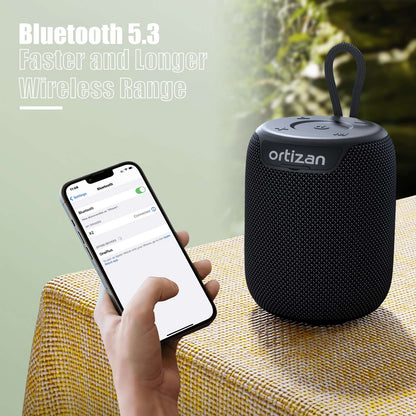 Caixas de Som Bluetooth Ortizan, Speaker Portátil Sem Fio com Bluetooth 5.3, IPX7 à Prova D'água, Som Estéreo de 15W, Pareamento Duplo, TF/AUX