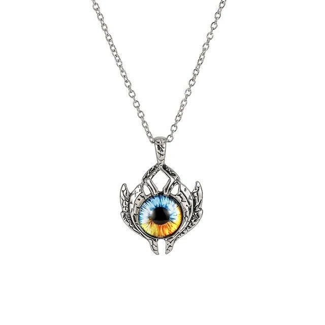 Colar com Pingente de Olho do Diabo em Formato de Pentagrama para Homens e Mulheres Joias Modernas Punk Retrô de Metal Não Ajustável de Gola Presentes