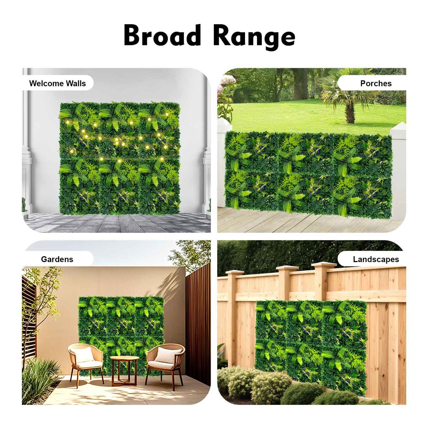 6 Pack Artificial Greenery Wall 60x40cm Faux Plant Panel for Garden Balcony Porch Wedding Party Indoor Outdoor Decoration