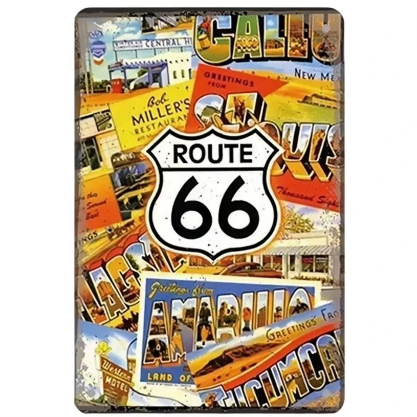 A retro Route 66 neon aluminum sign interesting Route 66 aluminum poster bar decoration restaurant decoration street decoration