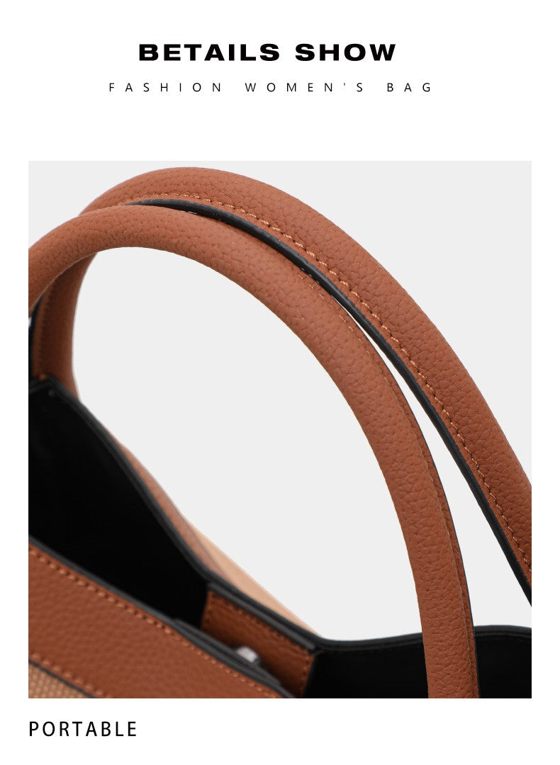 Aidrani  2025 New retro checkered women's handbag, large capacity luxury bag, canvas genuine leather bag