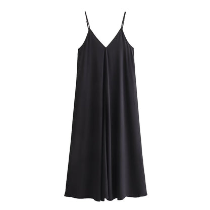 MUJER Black Slip Long Dresses for Women Red Draped Summer Dress Woman 2025 Sexy