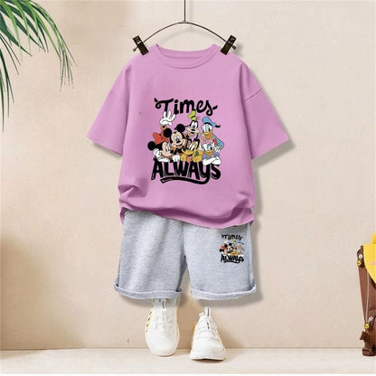 Autumn Baby Girl Boy Clothes Set Children Disney Family Printing Sweatshirt Top and Pants Bottom 2Pcs Suit Kid Cotton Tracksuit