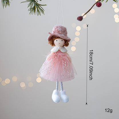 Christmas chiffon dress angel girl doll decoration Christmas tree pendant hanging decoration family New Year decoration