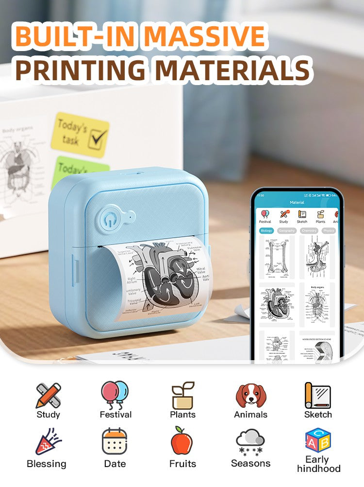 DOLEWA D8 Portable Mini Printers Wireless Bluetooth Inkless Sticker Maker Printer Tag Price Machine for Office School Kitchen