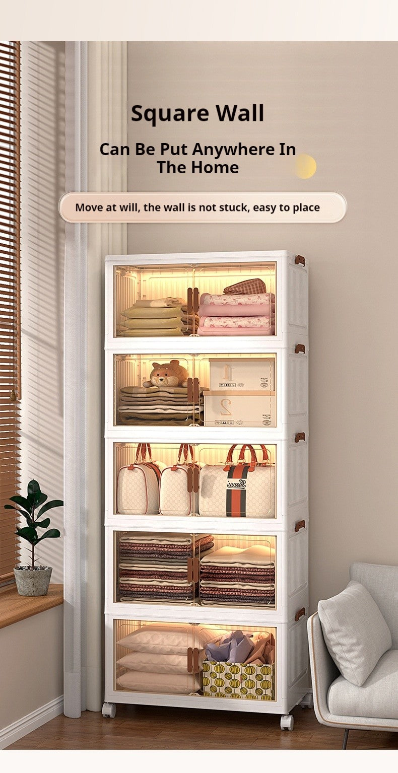 Large Volume Multifunction Folding Living Room Cabinet Closet Organizer With Wheel Stackable Sundries Large Capacity Storage Box