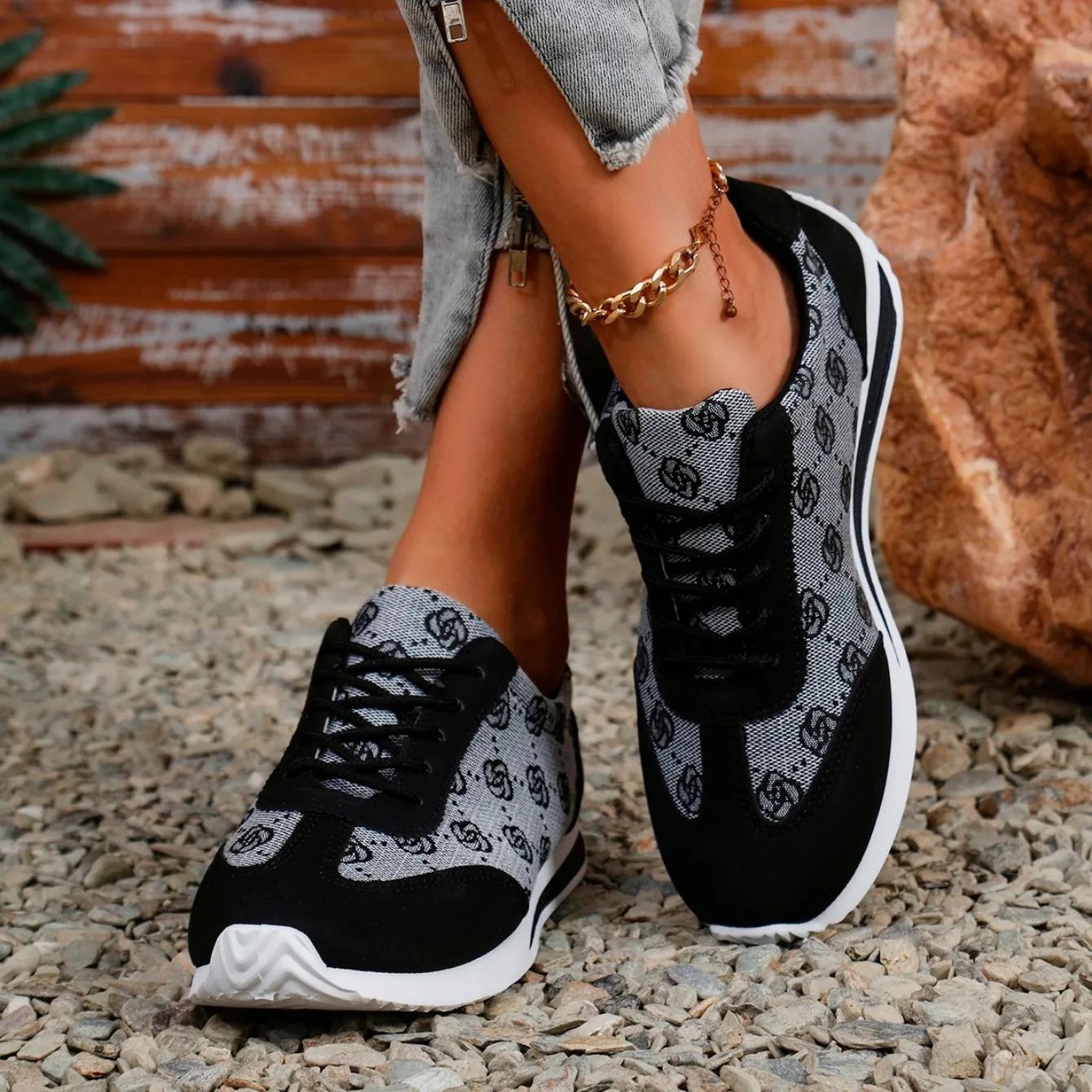 Women Thick Soled Cross Round Head Thin Fashion Shoes Women Comfortable  Breathable Casual Wear-resistant Shoes Zapatos De Mujer