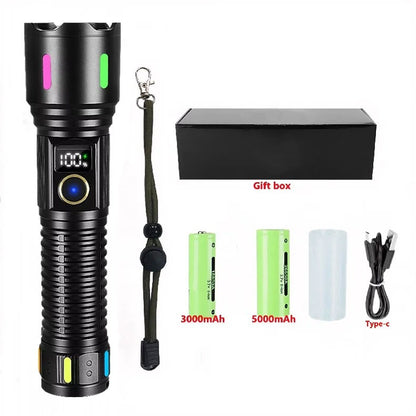 60000000LM Most Powerful Led Flashlight 3500M Long Range Torch High Power Led Flashlights Rechargeable Strong Tactical Lantern