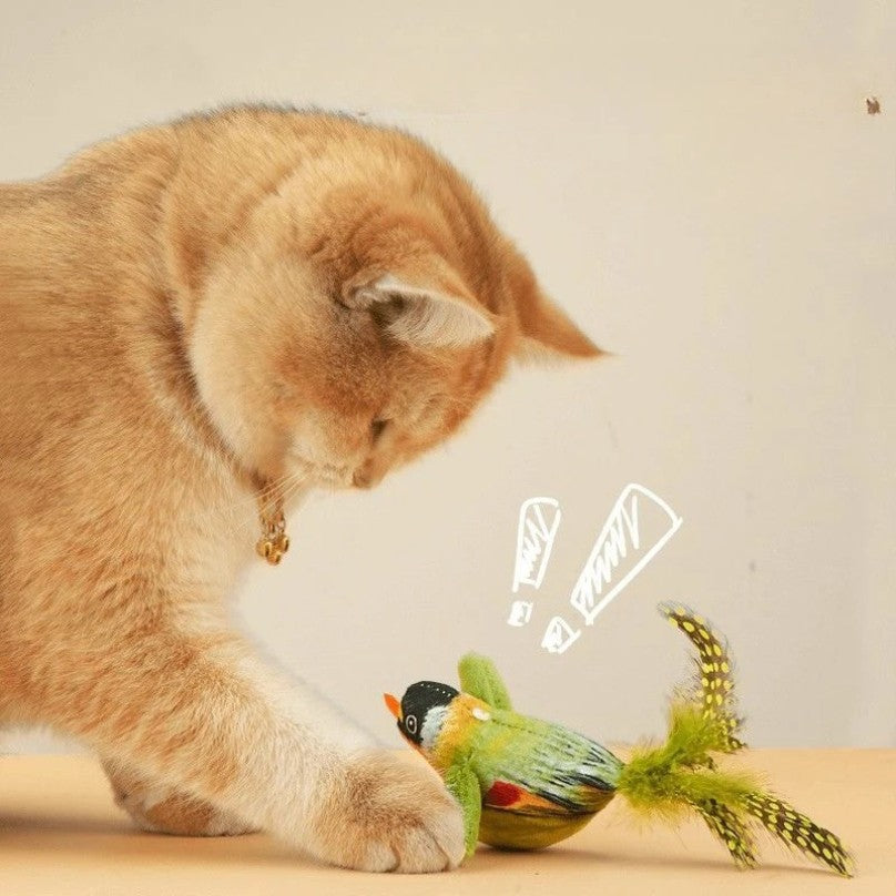 Brinquedo Interativo de Pássaros para Gatos, Brinquedo Sonoro de Gatnip para Perseguir e Provocar, Brinquedo de Gato Suspenso na Parede, Gato se Diverte Sozinho