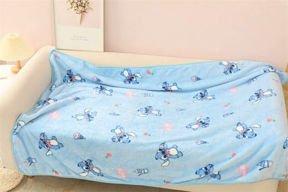 Manta Fofa do Stitch, Manta Quente de Flanela, Fronha com Estampa Estilo Japonês, Colcha para Quarto, Sofá, Cama de Menina
