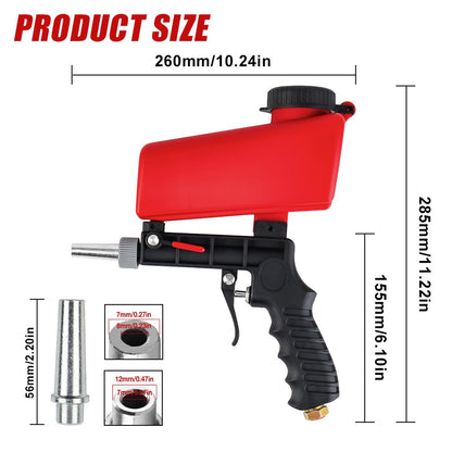 Pistola de Jato de Areia Ajustável 90psi Máquina de Jato de Areia Portátil para Casa Jato de Areia Gravitacional Pneumática Conjunto de Pistola Pequena Portátil Ferramenta a Ar