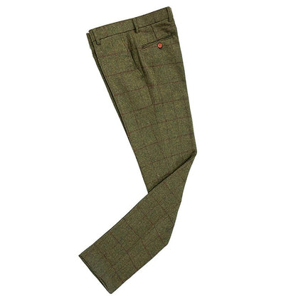 Brown Men Suits Plaid Tweed Suits for Man Three Pieces Vintage Lapel Tuxedos Groomsmen Winter Wedding Suit(Blazer+Vest+Pants)