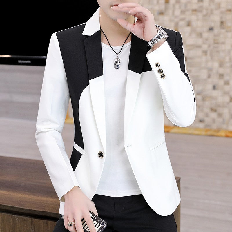 Blazer Men's Fashion Gentleman Business Outdoor Travel Color Matching Wedding Slim-fit Korean Trend Handsome Youth Casual Blazer