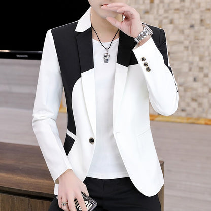 Blazer Men's Fashion Gentleman Business Outdoor Travel Color Matching Wedding Slim-fit Korean Trend Handsome Youth Casual Blazer
