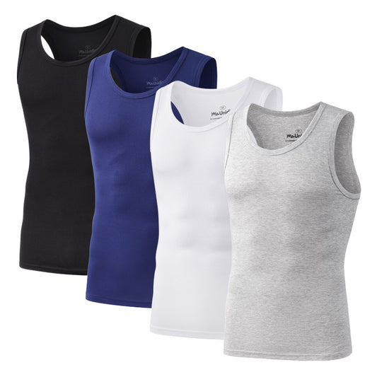 4Pcs/Pack Man Sleeveless T-shirt Solid Color Men's Tank Top Bamboo Fiber Undershirts Men Vest Suitable wear inside or outside